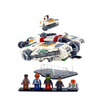 Brickcessories Display Stand Compatible with LEGO Star Wars 75357 Ghost and Phantom II - Angled Flight Display with Minifigure Base - Set Not Included