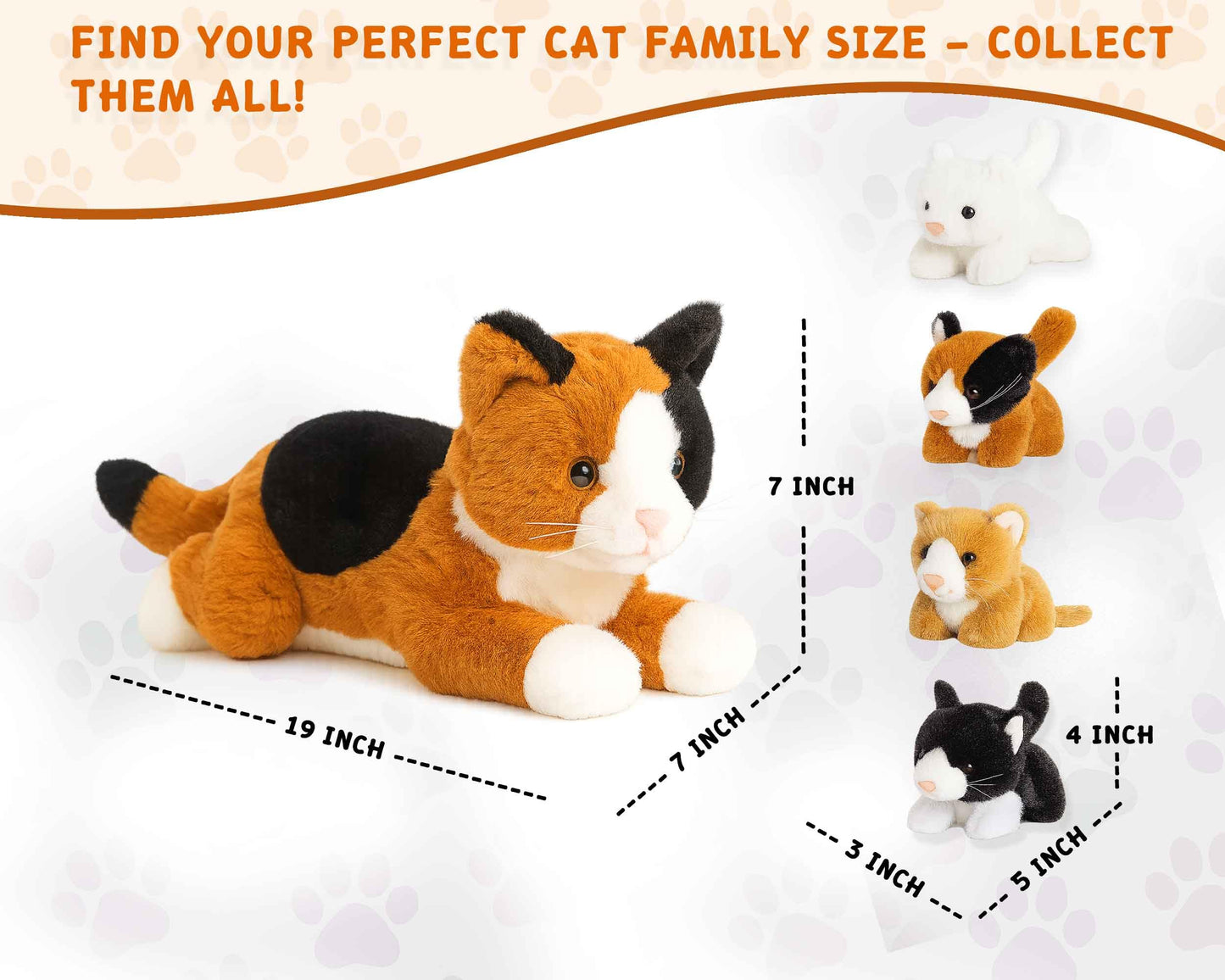 Chirpy Chums Classic Cat Family - 14” Mommy Cat Stuffed Animal with 4 Baby Kittens Inside, Zipper Belly Surprise Plush, Ultra-Soft Mommy & Baby Plush