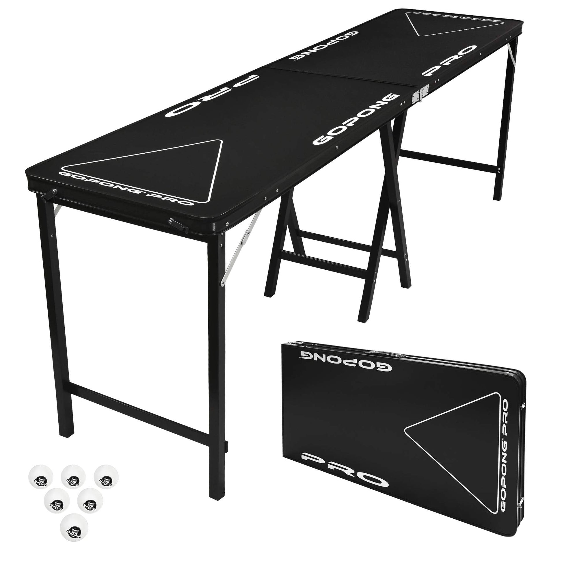 GoPong PRO 8 Foot Premium Beer Pong Table - Heavy-Duty (Black, 36-Inch Tall)