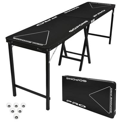 GoPong PRO 8 Foot Premium Beer Pong Table - Heavy-Duty (Black, 36-Inch Tall)