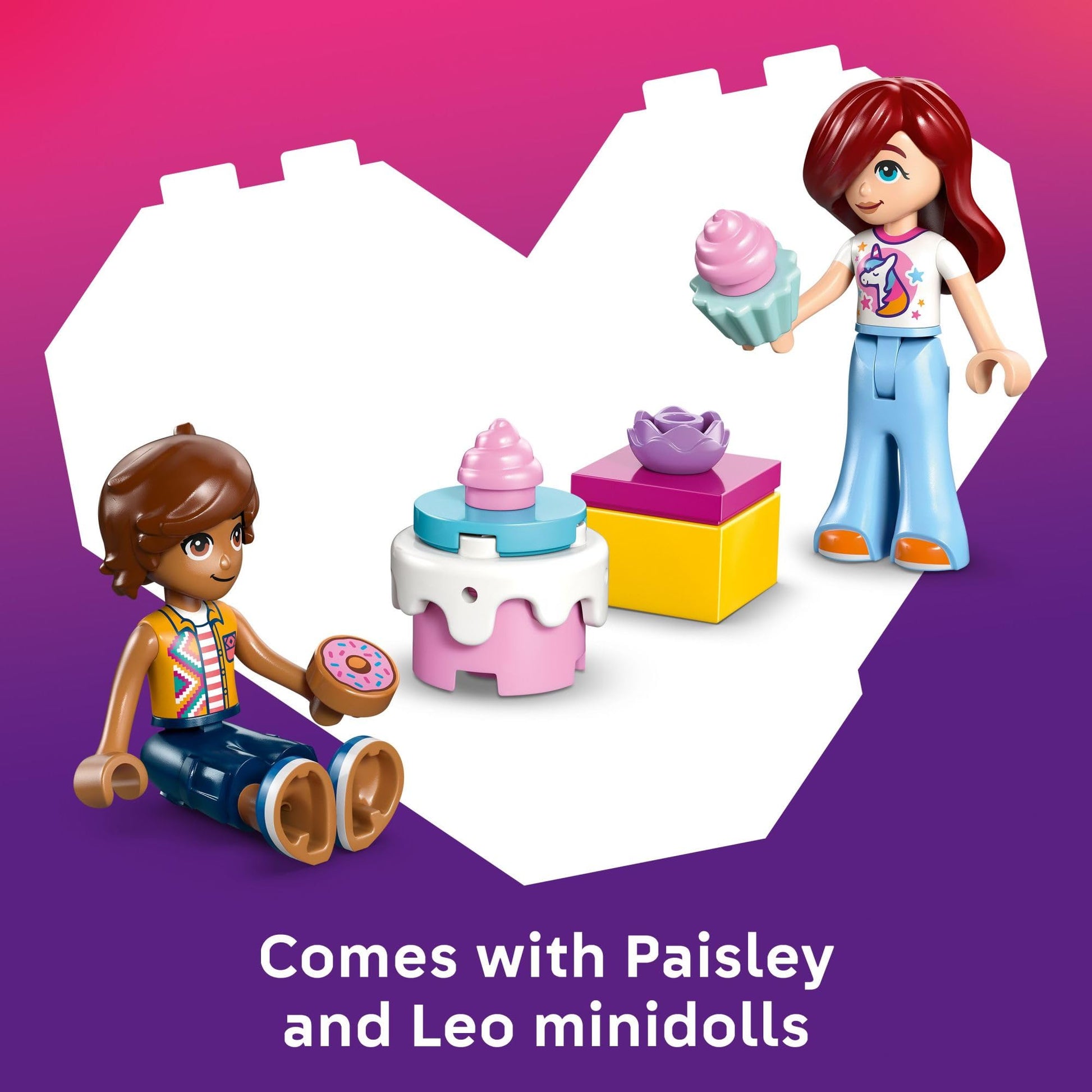LEGO Friends Unicorn Cake Delivery Car Building Toy for Girls & Boys - Pretend Play Set for Preschool Kids, Ages 4+ - W/Paisley & Leo Minidolls &