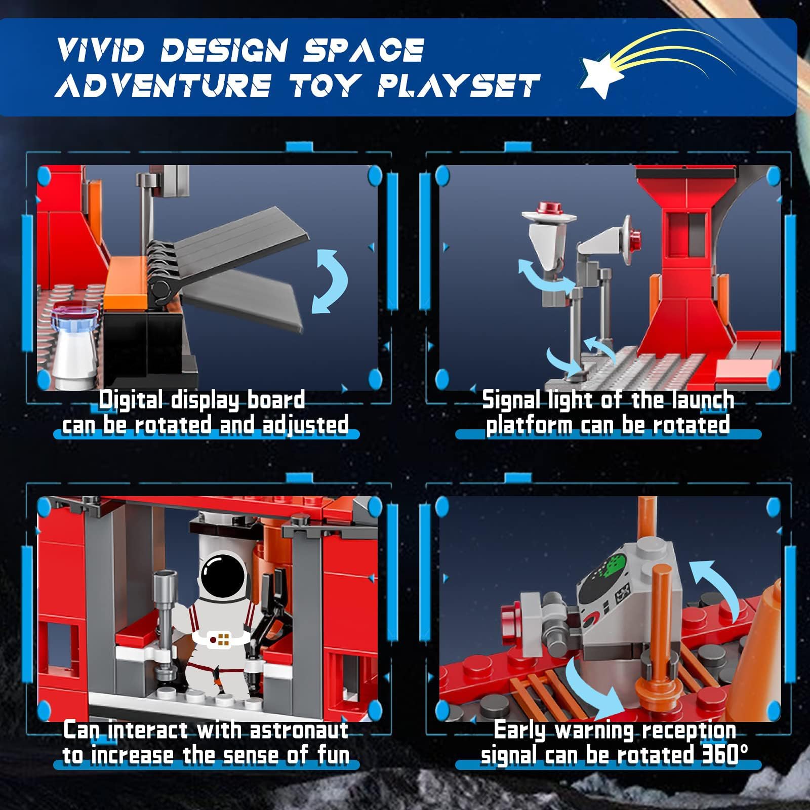 EXCOUP Space Exploration Shuttle Toys, 12-in-1 STEM Aerospace Building Kit Toy, Rocket Building Kit Toy with Launcher, Astronauts, Airplane Rocket