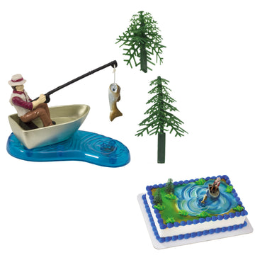 DecoPac Fisherman with Action Fish DecoSet Cake Decoration, 3 Piece Set, (16334)