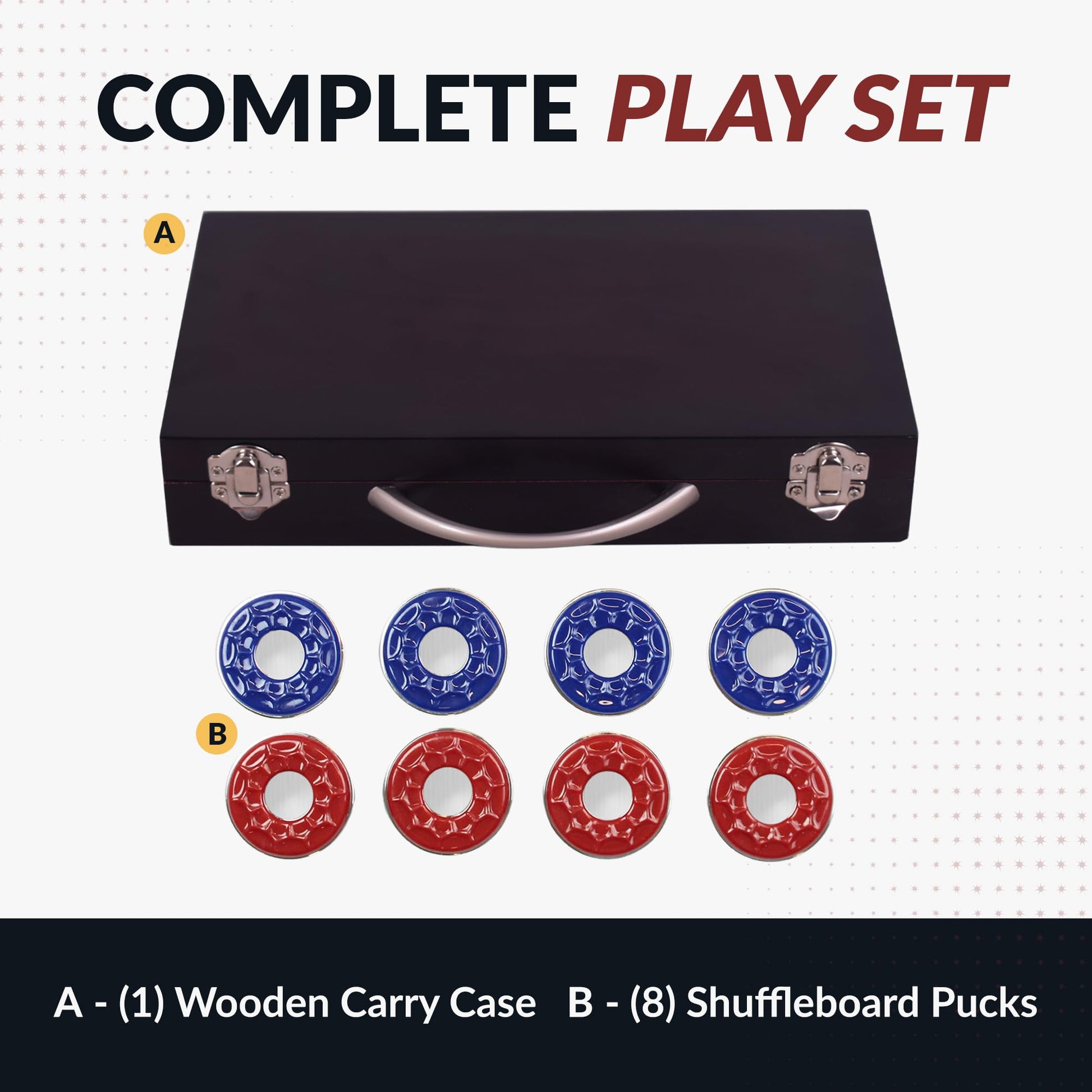 Hathaway Shuffleboard Pucks Set of 8 - Regulation Sized Shuffleboard Discs with Dimpled Top for Easy Grip & Beveled Edge for Better Control, & Sturdy