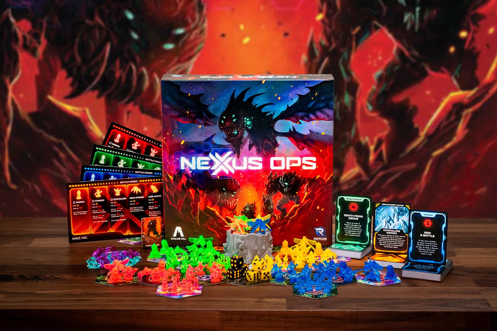Renegade Game Studios Nexus Ops Strategy Board Game with Alien Miniatures & Secret Missions for 2-4 Players