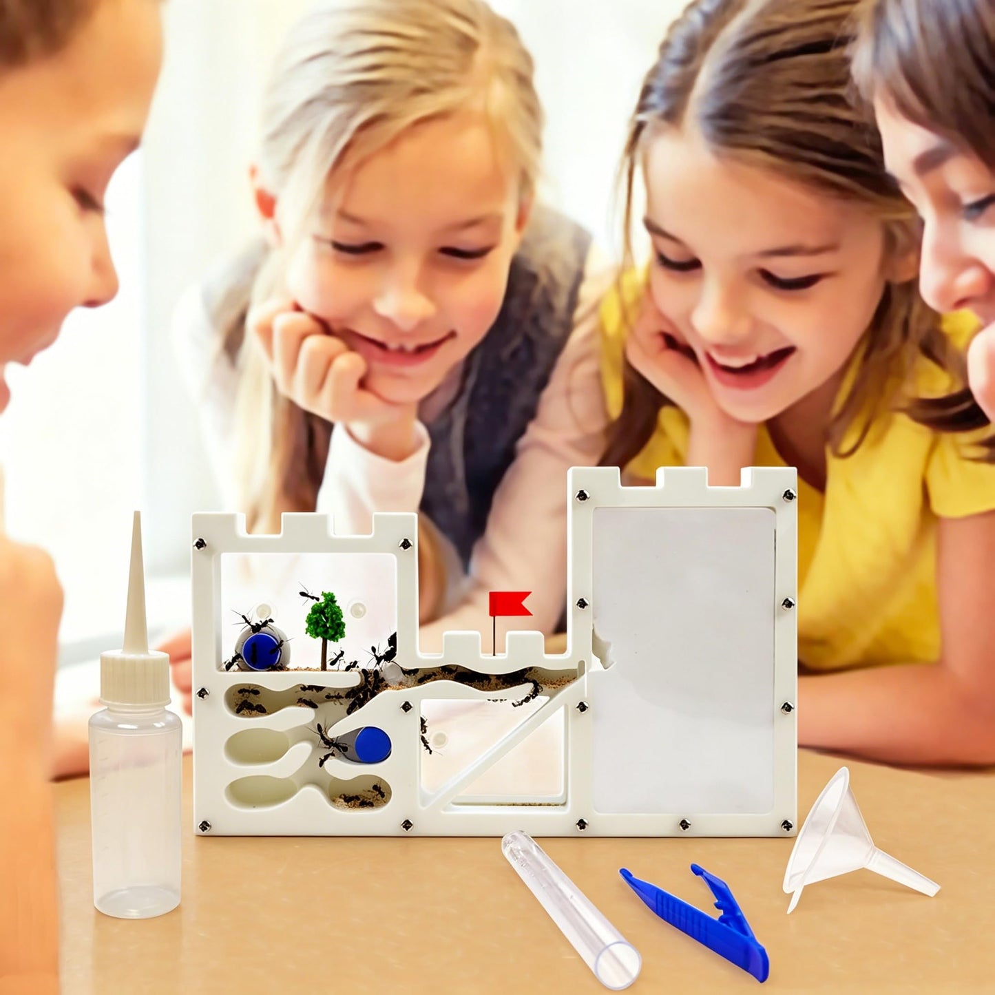 EXBEPE Large Sand Ant Farm Castle,Ant Habitat Ecosystem to Study Ant Colony Behavior Science Educational Kit for Kids