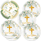 Frypeas 40Pcs God Bless Party Decorations Tableware Supplies 20 Plates and 20 Napkins for God Bless Baptism Party Decoration Serve 20 Guests