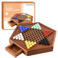 Wooden Chinese Checkers with Drawers 12 Bonus Spare Marbles| Natural Wooden Board Game| Includes 60 Colorful Acrylic Marbles | Family Board Game