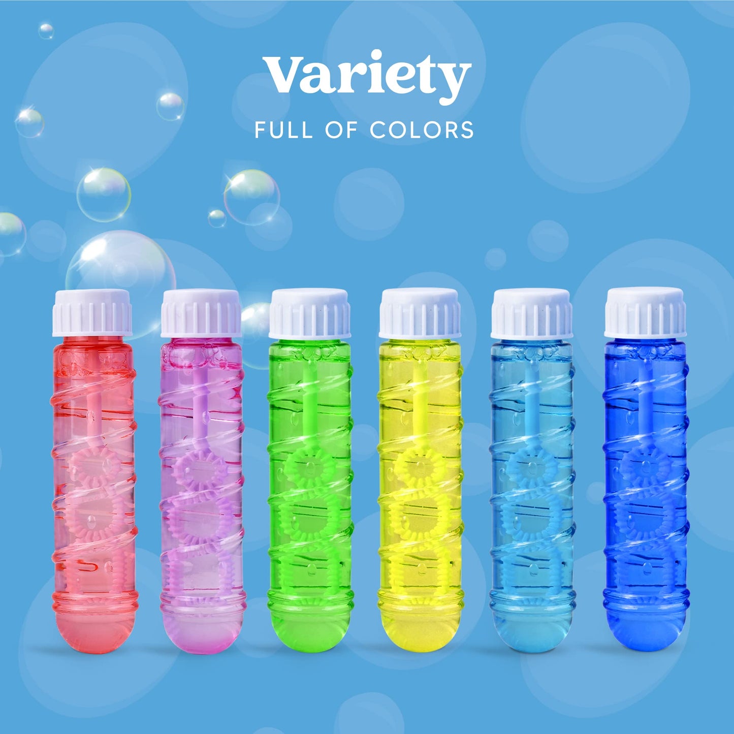 Sloosh 24 Pack 2oz Bubble Liquid Clear Bottle with Wand Set for Kids, Summer Bubble Fun Activity, Easter, and Assortment Party Favors