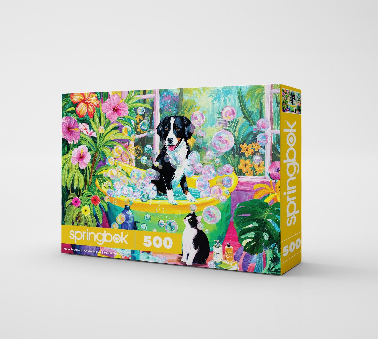 Springbok Dog Day Spa 500 Piece Jigsaw Puzzle for Adults & Family - Poster Now Included - Cute Dogs, Colorful Spa Scene - Unique Cut Pieces - Made in