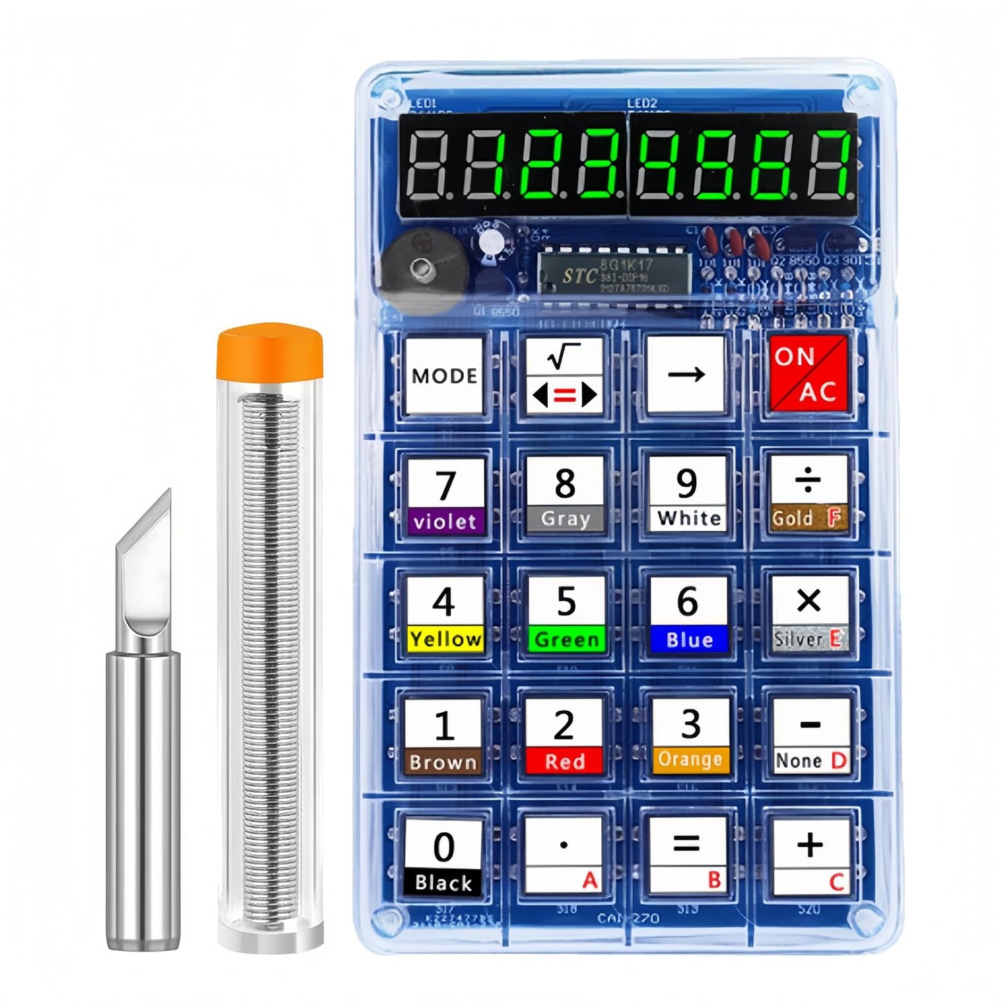 Soldering Practice Kit DIY 7-Digit LED Display Electronics Calculator for Classroom/Home, Build Electronics STEM Projects Learn to Solder Kits