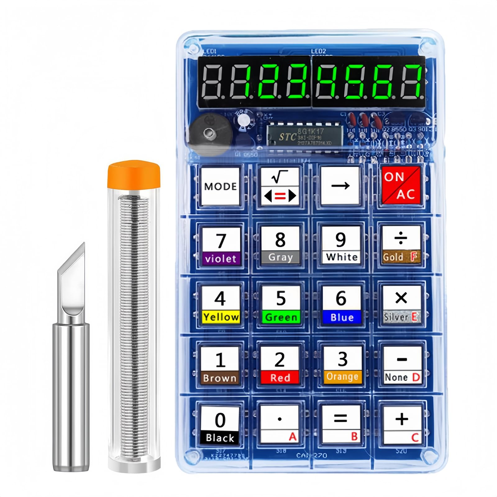 Soldering Practice Kit DIY 7-Digit LED Display Electronics Calculator for Classroom/Home, Build Electronics STEM Projects Learn to Solder Kits