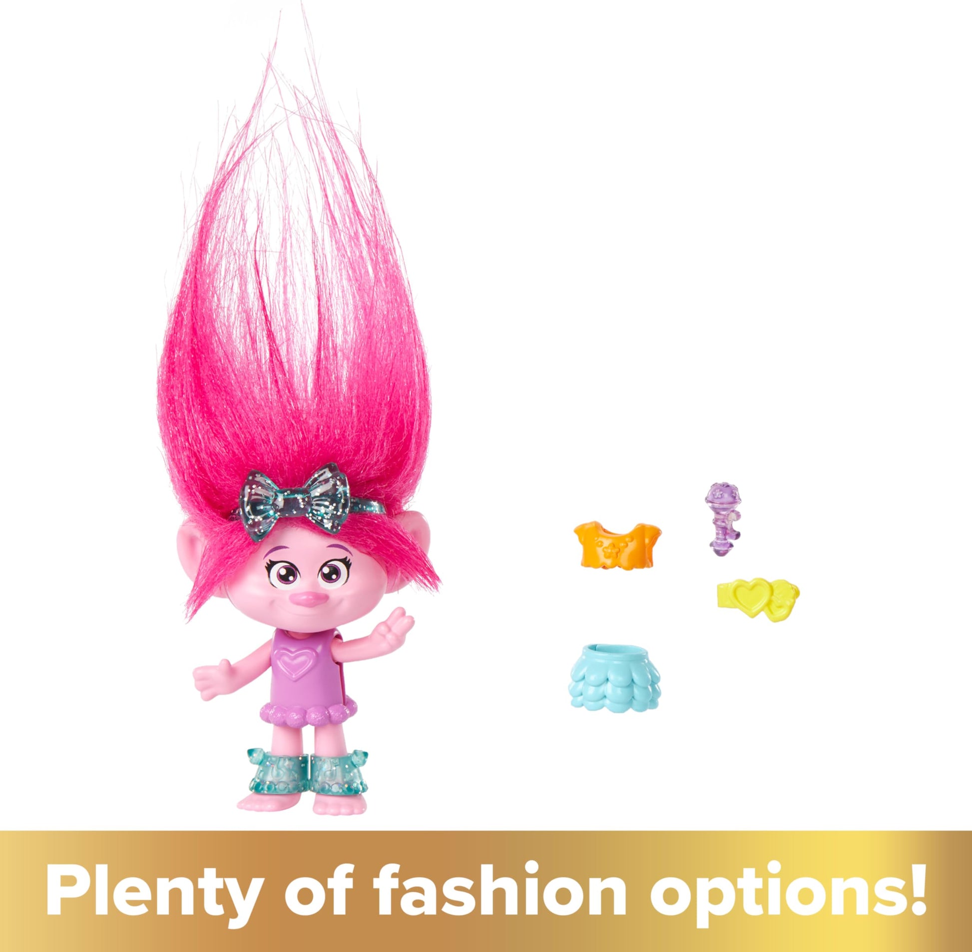 Mattel DreamWorks Trolls Band Together Hair Pops Small Doll, Queen Poppy with Removable Clothes & 3 Surprise Accessories