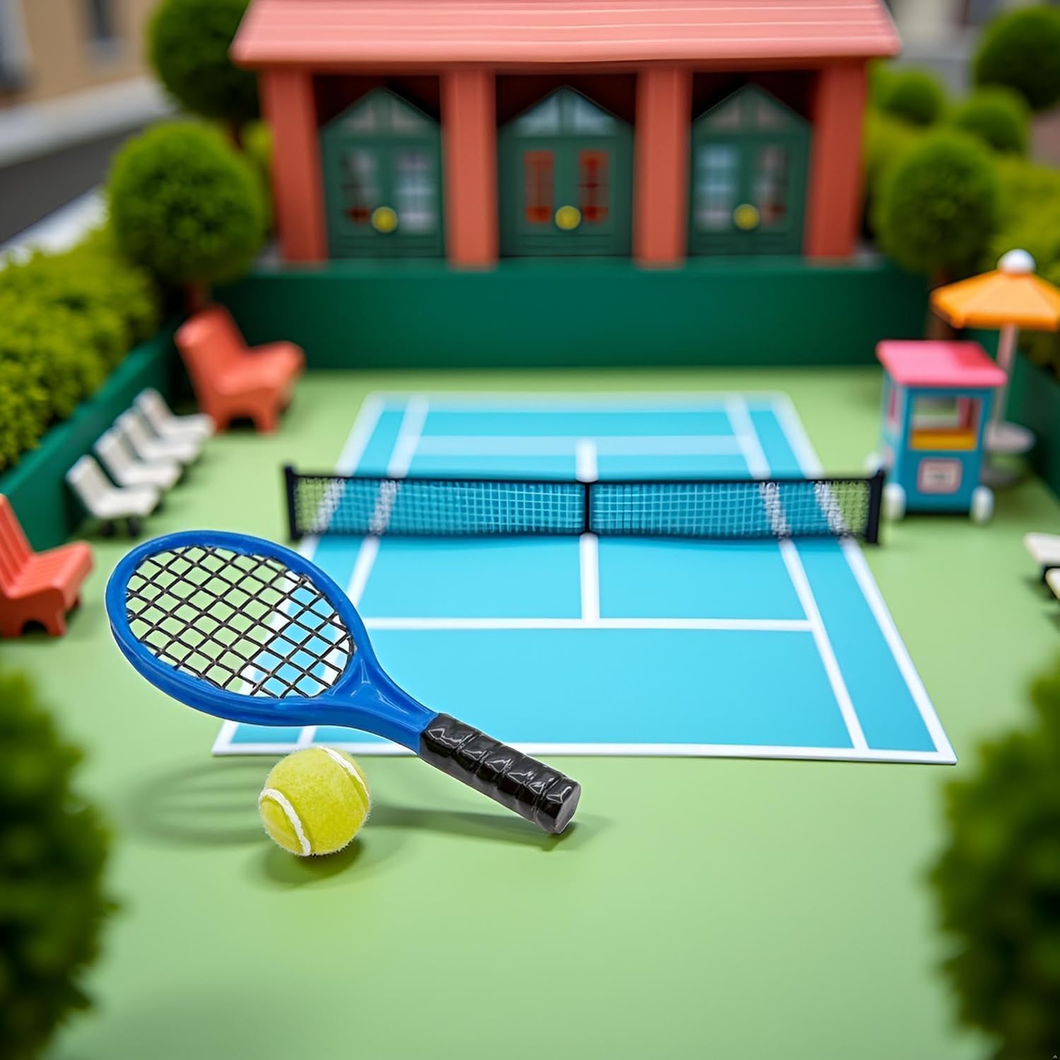 Blue and Green Miniature Tennis Racket Set, 1/12 Scale Accessories, Mini Racket Set, Small Tennis