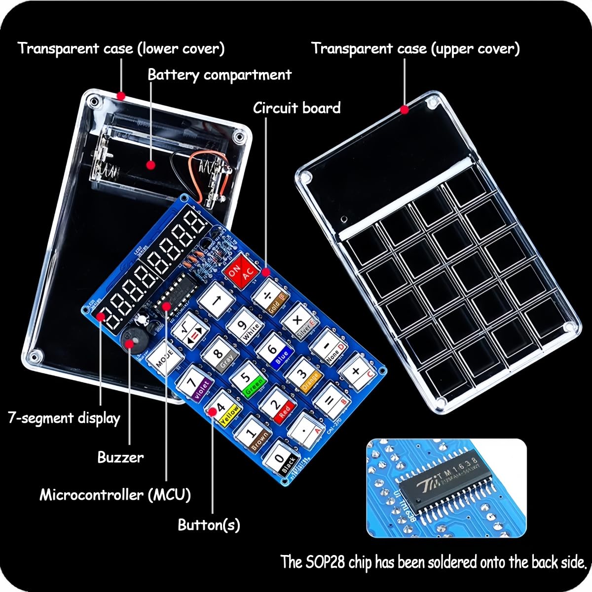 Soldering Practice Kit DIY 7-Digit LED Display Electronics Calculator for Classroom/Home, Build Electronics STEM Projects Learn to Solder Kits
