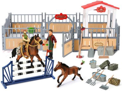 KIDBEST Horse Stable Playset, Horse Toys Set for Girls and Boys with Rider, Farm Animal Figurines Barn Toys, Pretend Play for Kids 3-5 6 7 8-10