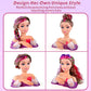 Princess Hair Styling Doll Head Makeup Kit for Girls- Pink, Purple Highlighted Wavy Hair Salon Set with 20+ Accessories - Makeup & Braiding Playset