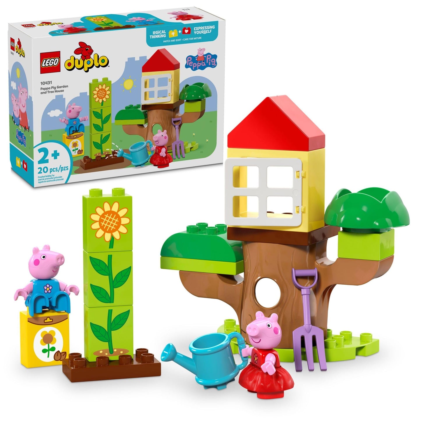 LEGO DUPLO Peppa Pig Garden and Tree House Toddler Toy, Building Block Learning Set for Preschool Kids with 2 Figures Included, Peppa Pig Toy Gift