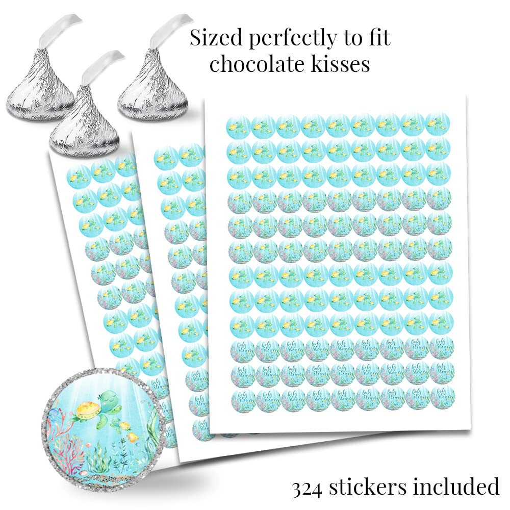Little Hatchling Cute Sea Turtle Sea Life Baby Shower Sticker Bundle Kit - 429 pieces!!! Includes 60 2" Circle Stickers for Favors & Goodie Bags, 45