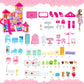 Rongmeiz 4-Story Doll House Large DIY Playhouse for Girls, Little Girl Dream House with Furniture, Animals Play Area & 2 Princesses Slide, Creative