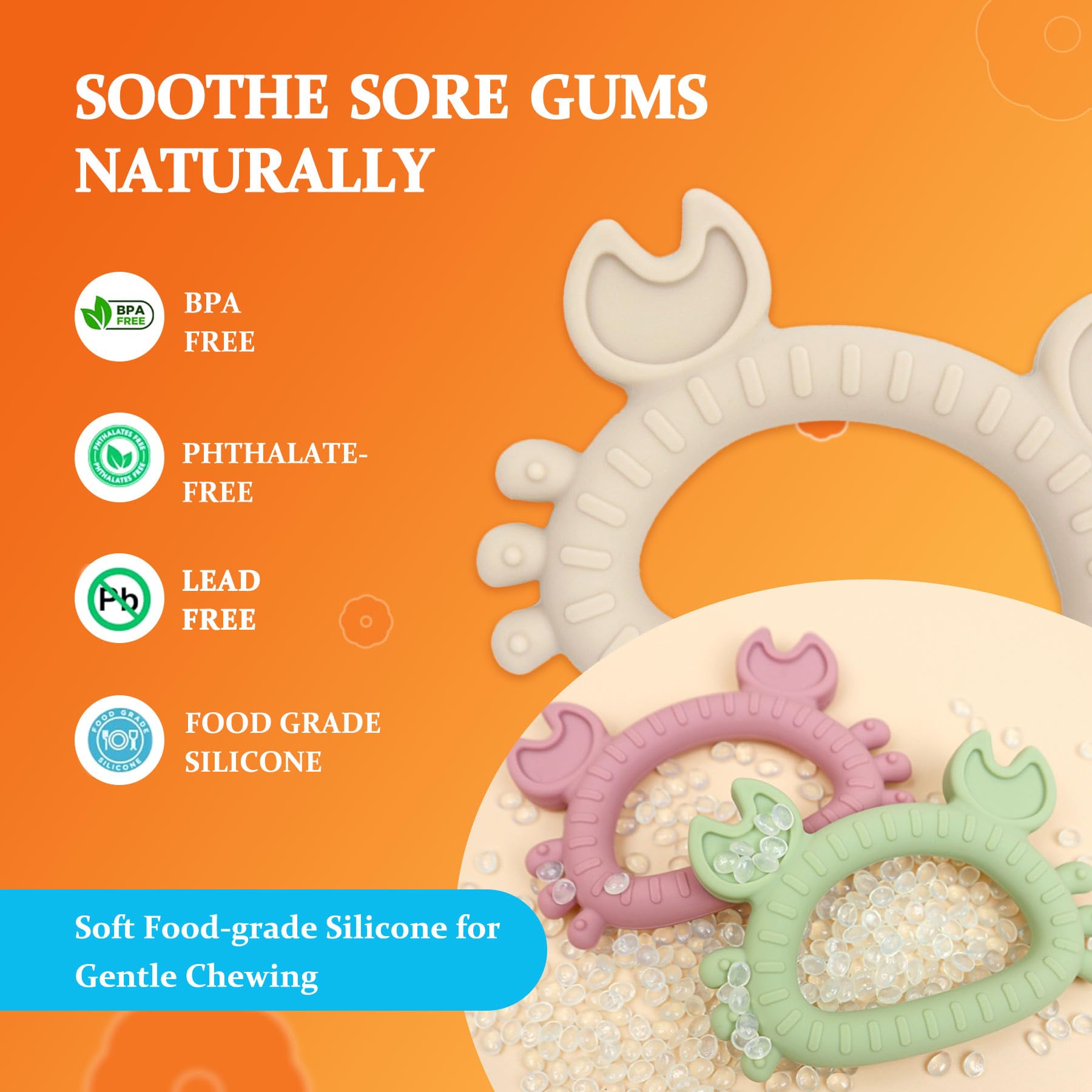 Easter Teething Toys for Newborns 0-3-6Months Food-Grade Silicone BPA-Free Anti-Choking One-Piece Design Soft & Non-Toxic First Teether for Tiny Hands