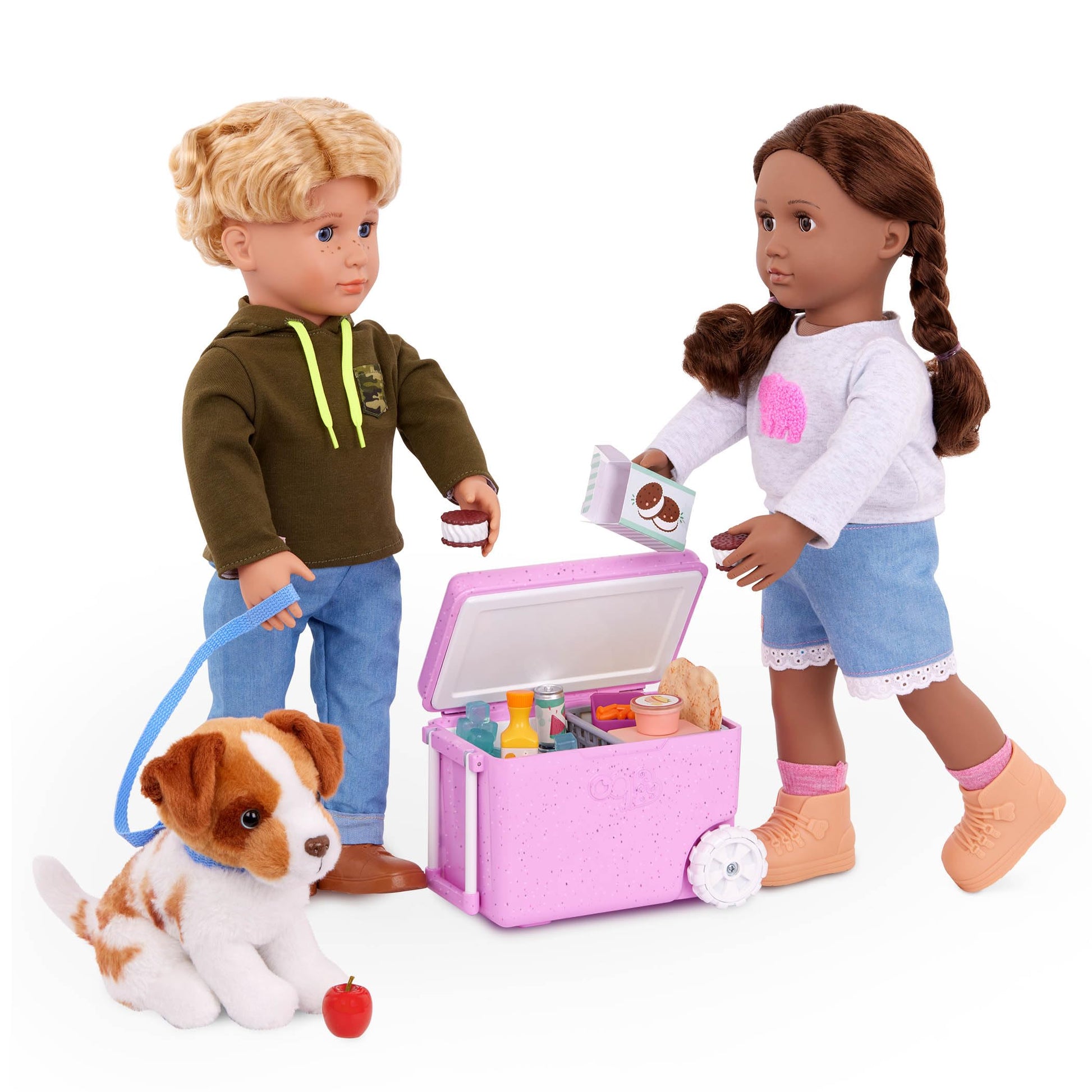 Our Generation - OG Camping Cooler - Accessories for 46 cm dolls - Wheeled Cooler - Pretend to Eat Toys - Imaginary Play - Ages 3+