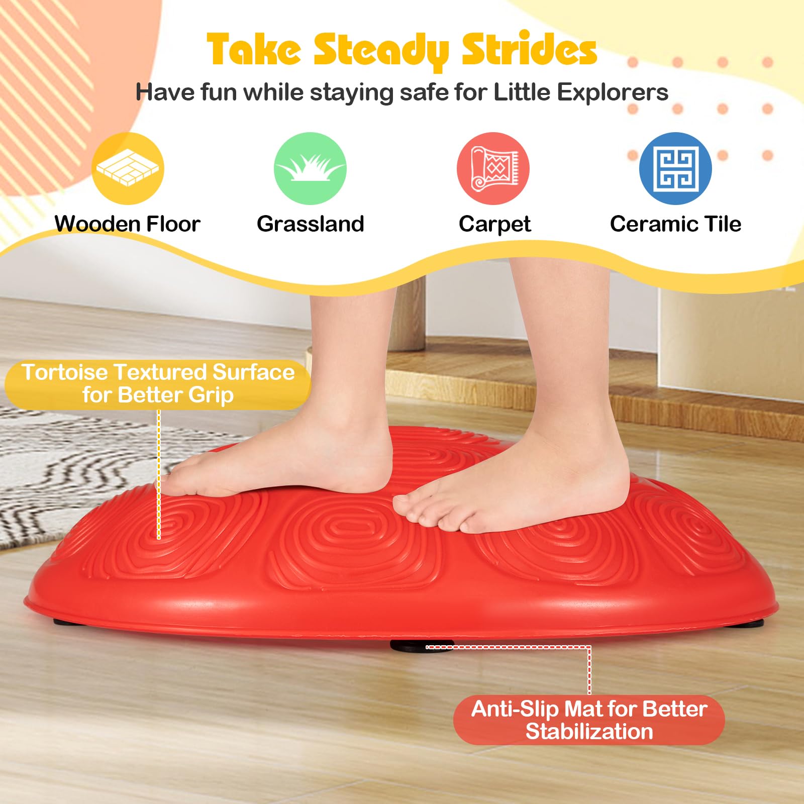 HONEY JOY Stepping Stones for Kids, Non-Slip Turtle Jumping Balance Stone, Obstacle Courses Coordination Game, Motor Skills, Indoor Outdoor Stackable