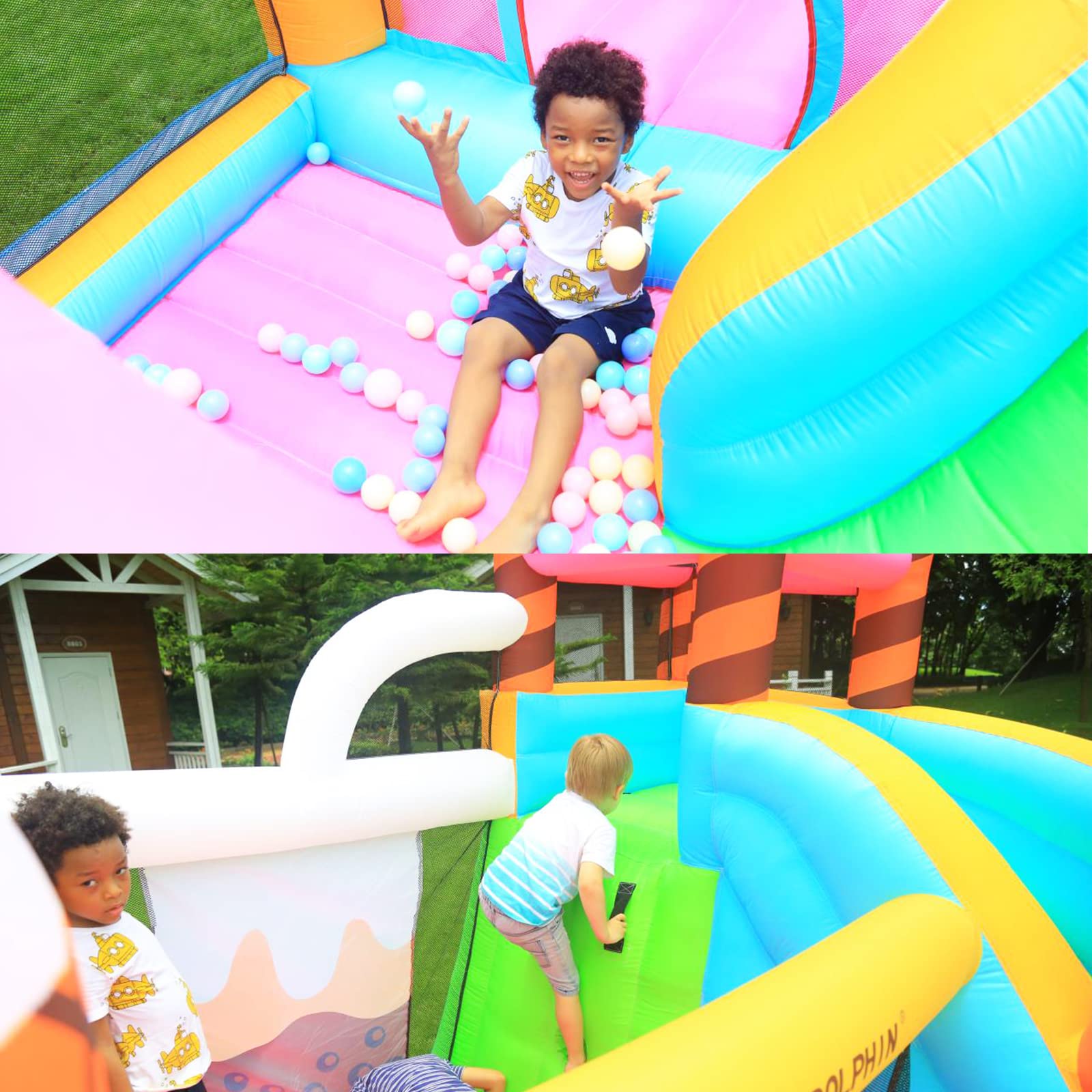 Doctor Dolphin Bounce House for Kids, Indoor Bouncy House, Inflatable Bouncy Castle, Kids Bounce House with Slide, Jump House Outdoor for Backyard