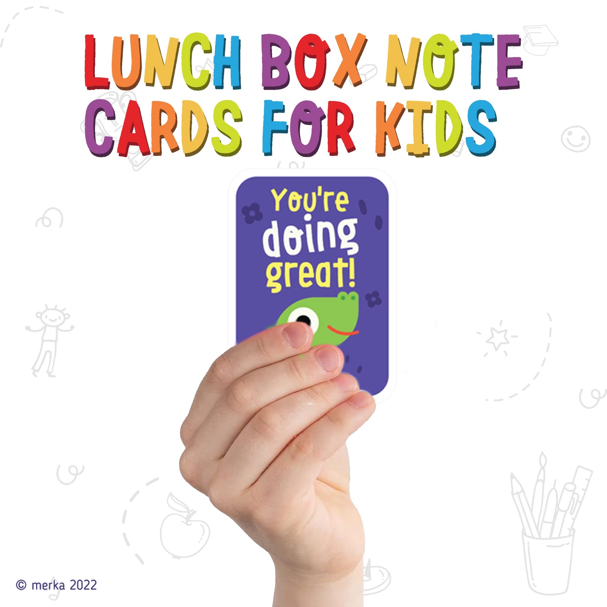 merka Lunch Notes for Kids - 50 Multicolor 3.5" x 2.5" Lunch Box Notes - Motivational & Inspiring Daily Affirmations