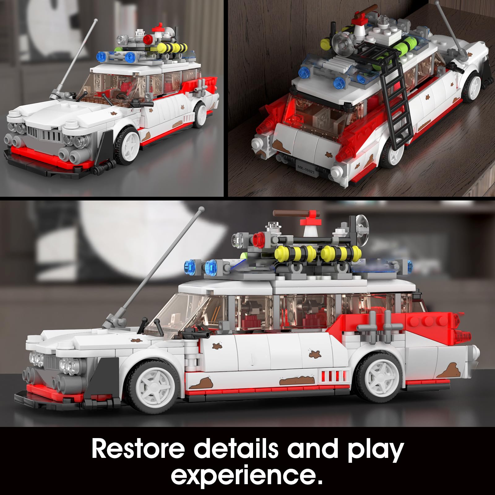Mould King Ghost Car ECTO-1 Building Sets for Boys Age 14+&Ghost Bus Movie Fans, Creative Classic Cars 10021 Cool Vehicles Model Kits Birthday Gifts
