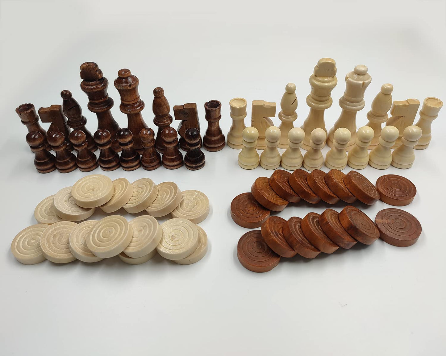 YB-OSANA 62 Pieces Wooden Checker Pieces & Chess Pieces 2 in 1 Chess Game Set Board Games Accessories Classic Wooden Chess Game Set in 2 Styles and 2