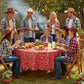 Fun Express Red Bandana Round Disposable Tablecloth - Plastic - Party Supplies