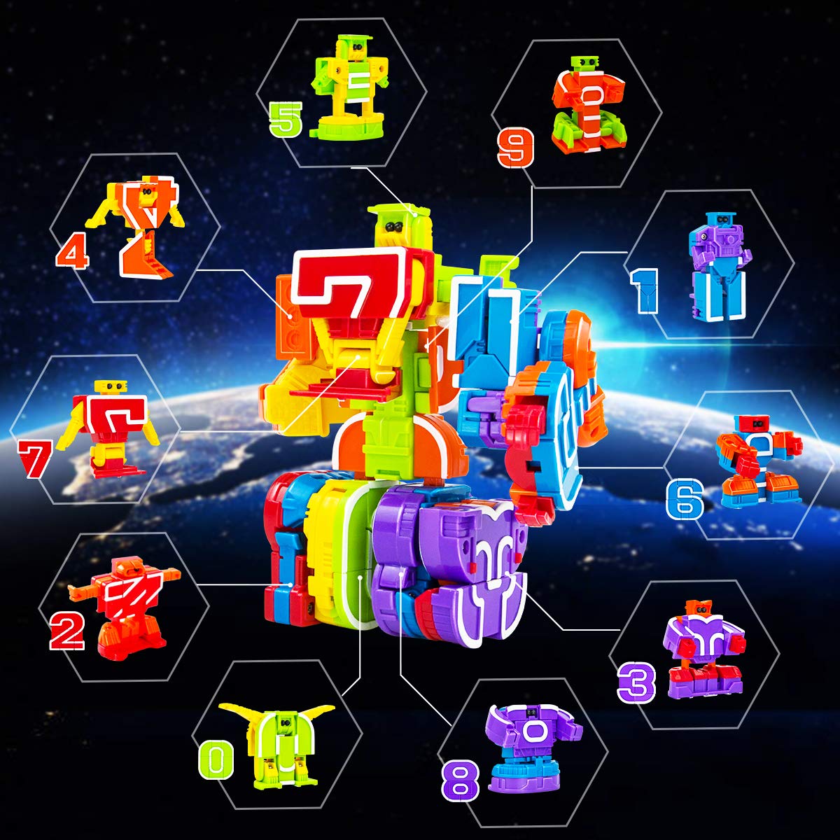 Lydaz 10 Pcs Number Robots Toys for Kids, STEM Educational Learning Action Figure Toys, Number Blocks Bots, Action Figures Toy, Preschool Math Toy
