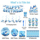 Diosnase Shark Birthday Party Decorations, Shark Party Supplies for 20 Guests with Banner, Hanging Swirls, Tablecloths, Plates, Napkins, Cups, Forks