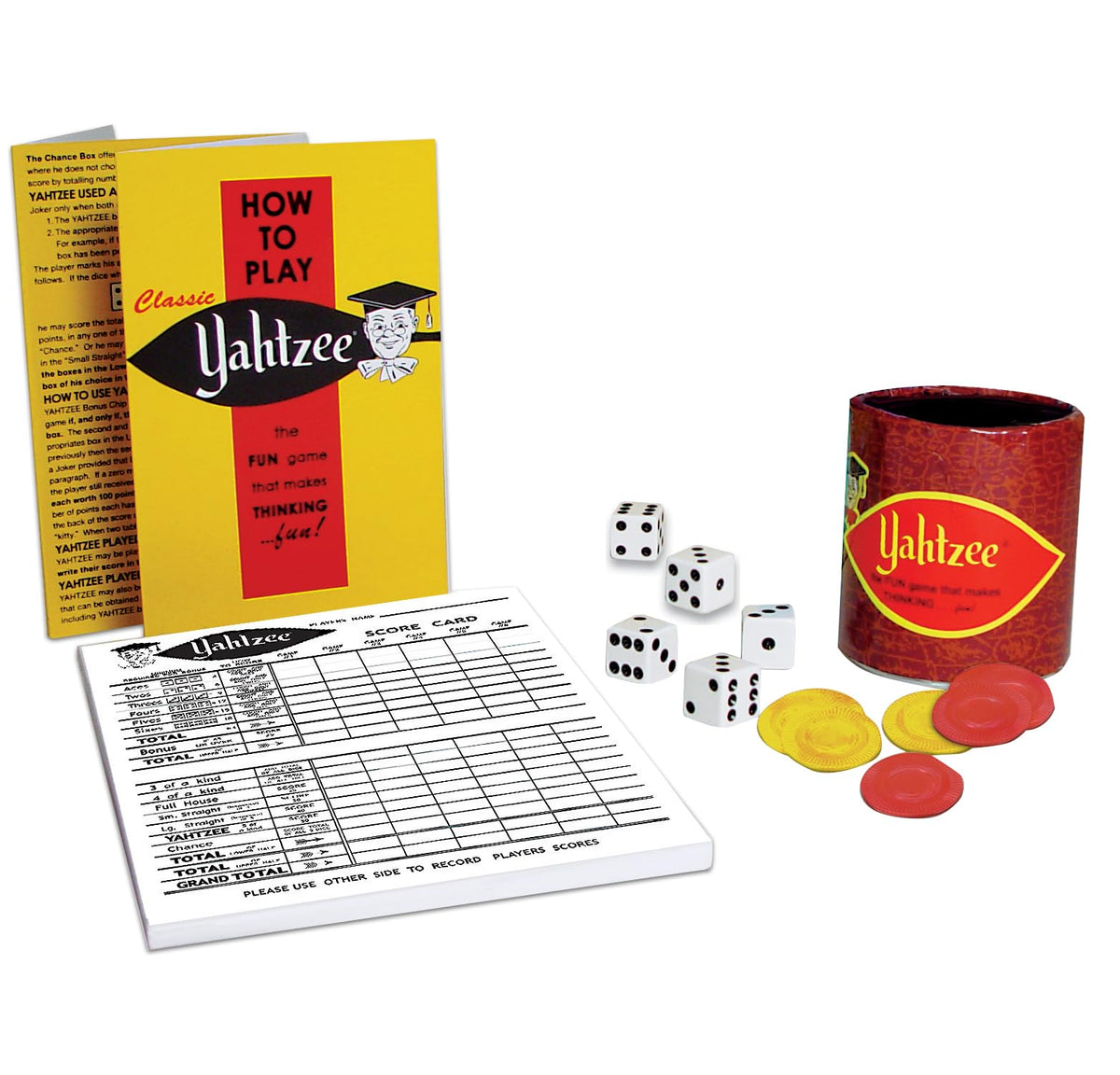 Winning Moves Classic Yahtzee, with Retro Art and Dice Cup