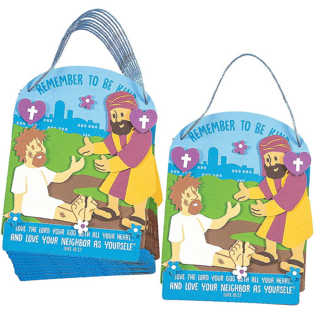 Fun Express Good Samaritan Sign Craft Kit - Sunday School Crafts for Kids Bulk 12 Pack | Christian Crafts for VBS Vacation Bible School Supplies |