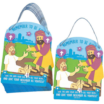 Fun Express Good Samaritan Sign Craft Kit - Sunday School Crafts for Kids Bulk 12 Pack | Christian Crafts for VBS Vacation Bible School Supplies |