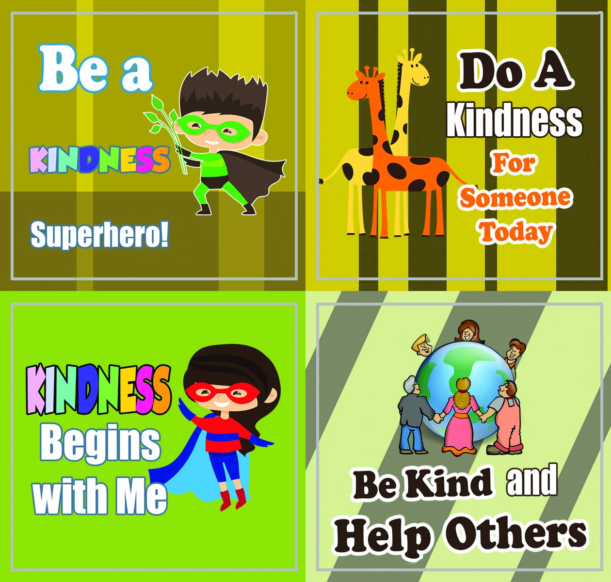 Creanoso Be Kind Stickers for Kids (20-Sheet) - Premium Design Gift Stickers - Awesome Stocking Stuffers Gifts for Boys & Girls, Children, Teens