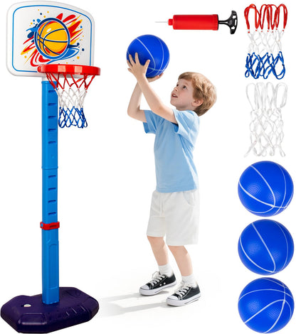 LAO XUE Toddler Basketball Hoop Set,Adjustable Kids Basketball Goal