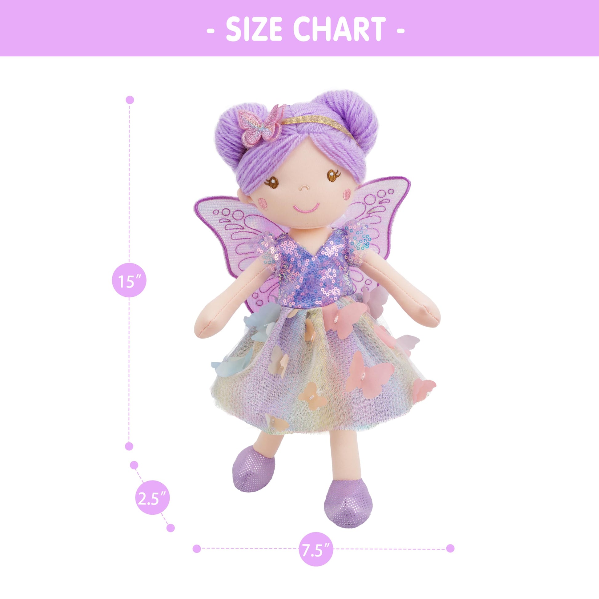 June Garden 15" Celestia the Rainbow Whisper Fairy Doll - Soft Plush Fairy Toy with Multicolor Butterfly Skirt - Enchanted Garden Collection