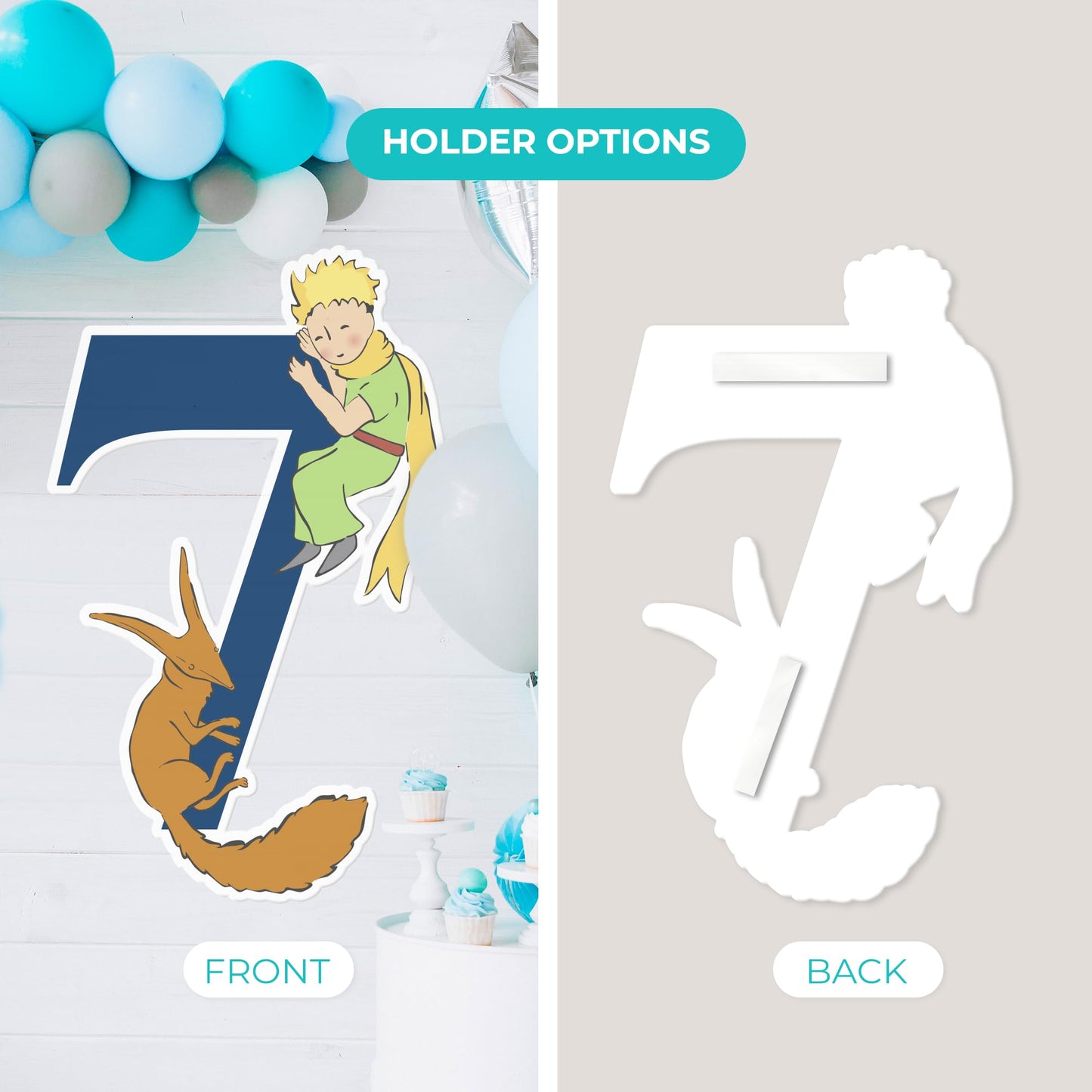 EGD The Little Prince & Fox Birthday Numbers Backdrop - PVC Party & Birthday Supplies - Support with Double-Sided Tape - Multiple Size Options