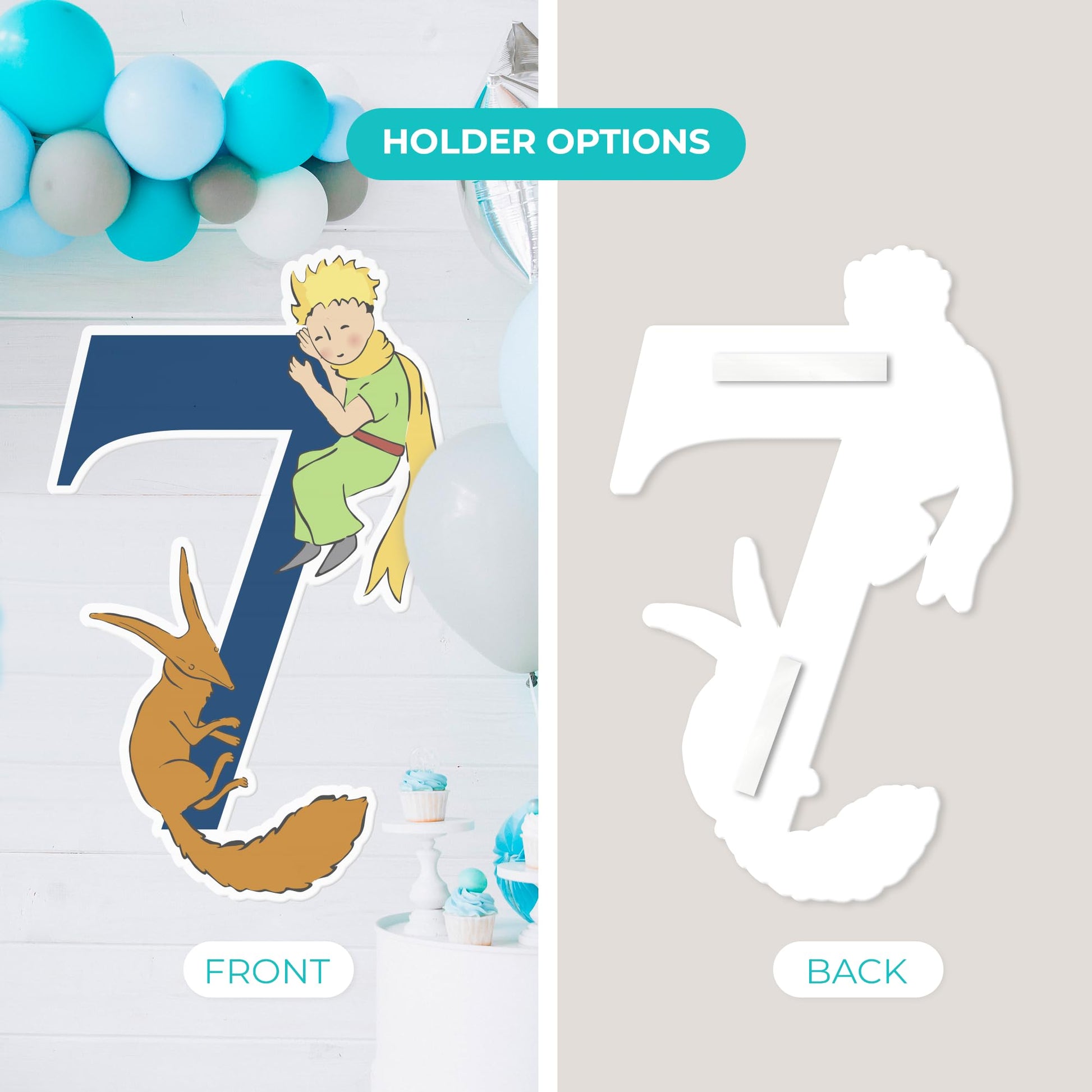 EGD The Little Prince & Fox Birthday Numbers Backdrop - PVC Party & Birthday Supplies - Support with Double-Sided Tape - Multiple Size Options