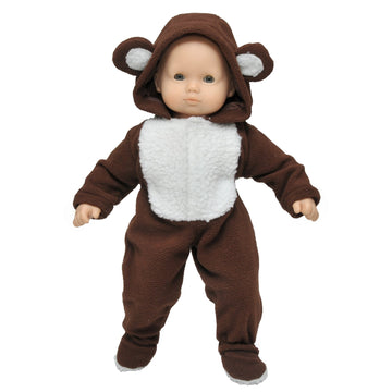 The Queen's Treasures 15 Inch Doll Clothes Designed for Use with Bitty Baby Dolls, Soft Brown and White Teddy Bear Cub Sleeper Pajamas, Compatible