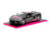 Jada Pink Slips 1:24 W2 2020 Chevy Corvette Stingray Die-Cast Car w/Base, Toys for Kids and Adults(Metallic Grey/Pink)