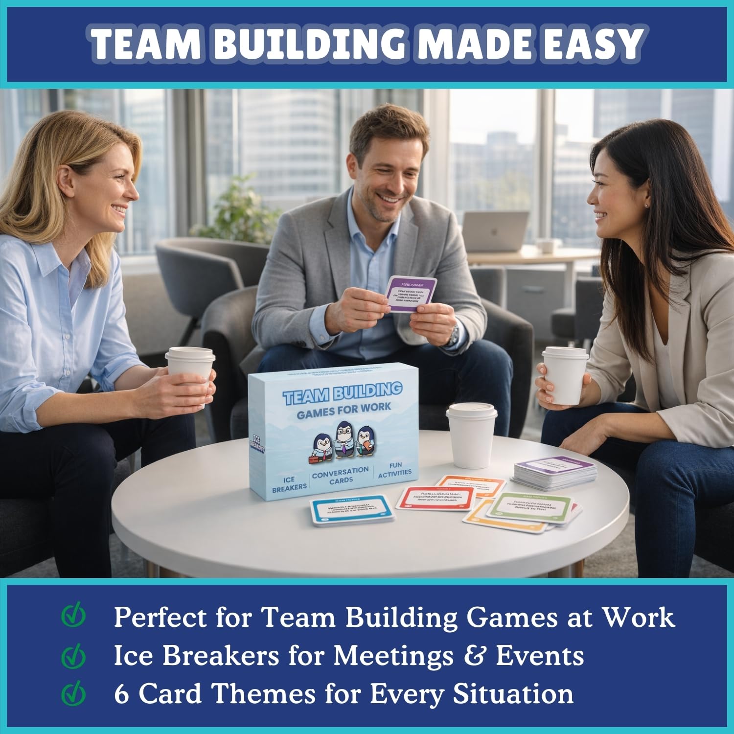 Team Building Games for Work - 200 Conversation Cards for Team Building. Fun Office Games and Conversation Starter Cards for Meetings and Group