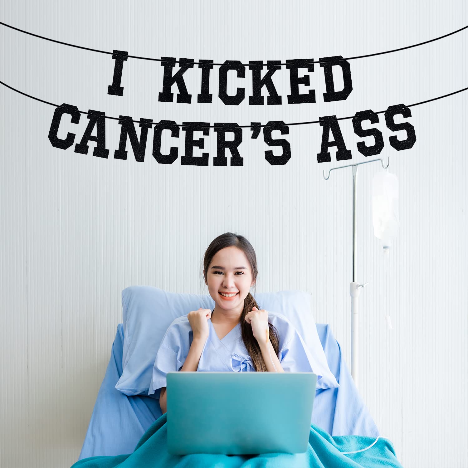 I Kicked Cancer's Ass Banner, Cancer Free Party, Cancer Survivor/Cancer Free Party Decoration Supplies, Funny Battle Cancer Gift