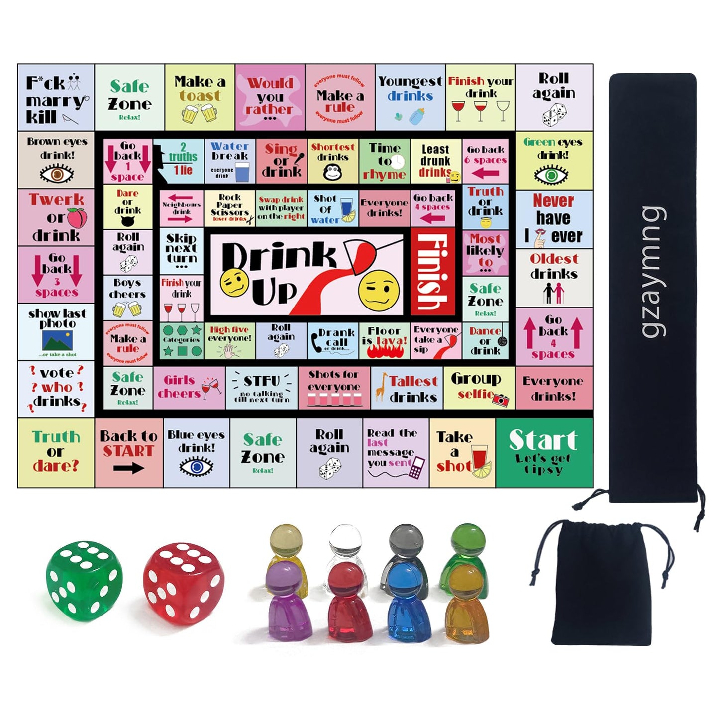 gzaymng Drinking Board Games for Adults, Leather Mat Drinking Board Game, Hilarious Party Games for Bachelorette, Tailgate Night (2-8 Players, Age
