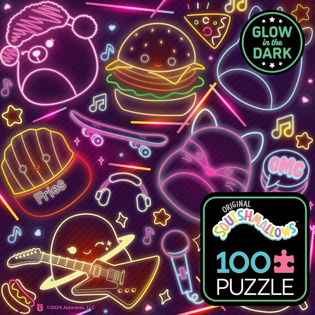 Ceaco - Glow in the Dark Squishmallow Neon - 100 Piece Puzzle Ages 6+