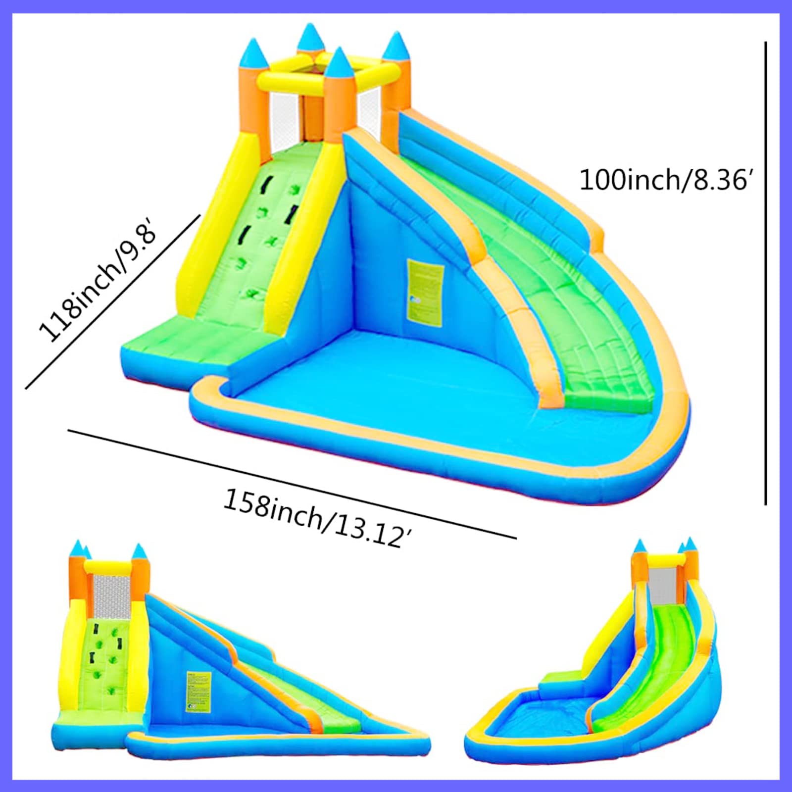 Doctor Dolphin Inflatable Water Slides for Kids Backyard, Water Bounce House with Slide, Waterslide Bounce House Outdoor and Indoor, Bouncy Castle