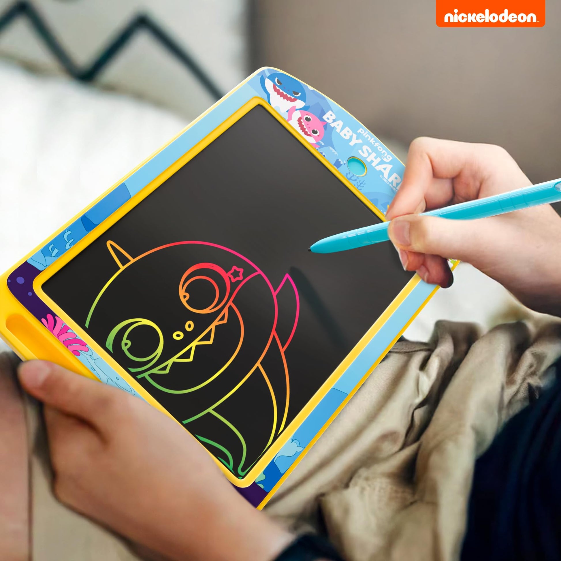 Lollipop - Drawing Tablet for Kids - Baby Shark Rainbow LCD Doodle Pad +3 with Stylus, Baby Drawing Board for Travel - Color Writing Tablet